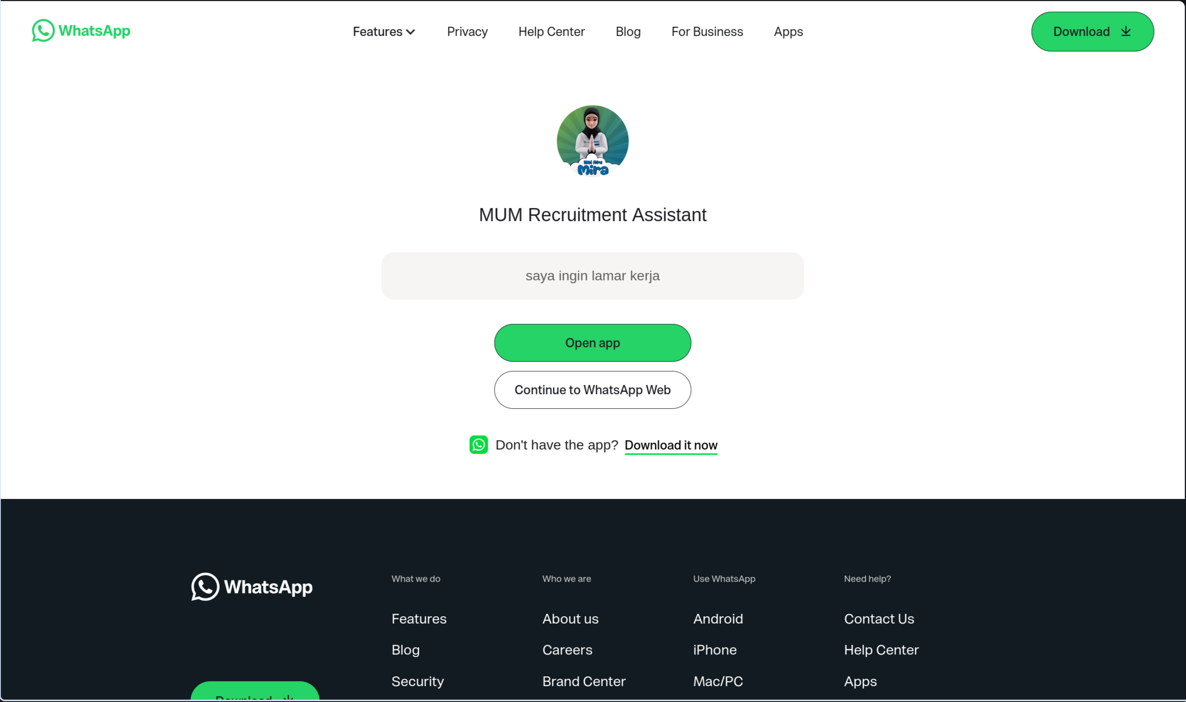 Mum AI WhatsApp recruitment assistant